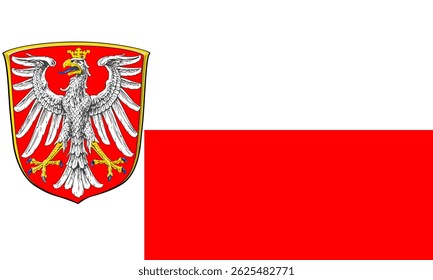 Bandeira oficial do vetor de Frankfurt am Main, Alemanha. Design de cores e emblema de cidade de alta qualidade, ideal para projetos gráficos culturais, geográficos, históricos ou cívicos