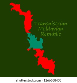 Official vector flag and map of Transnistria ( Pridnestrovian Moldavian Republic )( PMR )