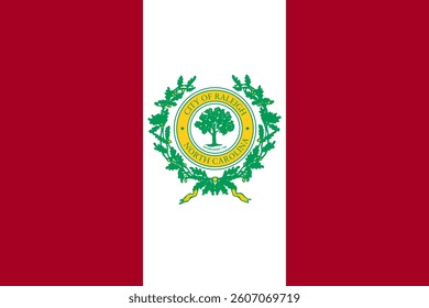 Official vector flag of Raleigh, North Carolina, USA. High-quality digital design featuring the city's emblem in blue, red, and white. Ideal for graphics, presentations, and civic projects