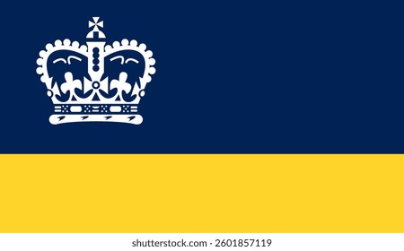 Official vector flag of Regina, Saskatchewan, Canada. High-quality digital design featuring the city emblem with a crown in blue and yellow. Ideal for graphics, presentations, and civic projects