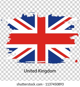 Official vector flag of United Kingdom of Great Britain in the form of a paint stain on a transparent background