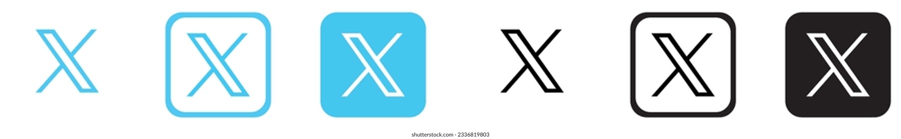 The official vector format image of X, which is the new name and logo of Twitter. The logos are in turquoise, black, and white, and in a square shape.