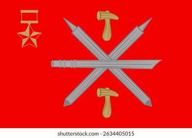 Ilustração vetorial oficial da bandeira da cidade de Tula, Rússia. Inclui emblema e cores que representam a herança local. Ideal para uso educacional, histórico ou de design