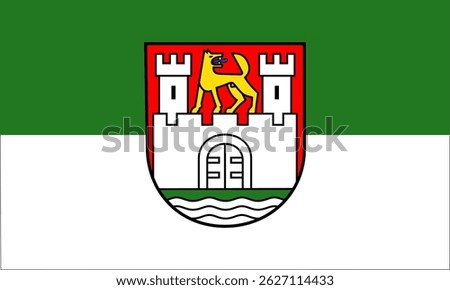 Official vector illustration of the Wolfsburg city flag in Germany with emblem in green and yellow. Perfect for civic, cultural, historical, and regional identity designs