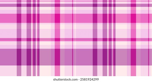 Official vector tartan check, damask textile texture pattern. Variation background seamless plaid fabric in pink and light colors palette.