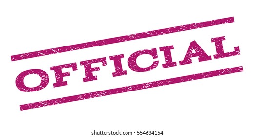 Official watermark stamp. Text caption between parallel lines with grunge design style. Rubber seal stamp with dirty texture. Vector purple color ink imprint on a white background.
