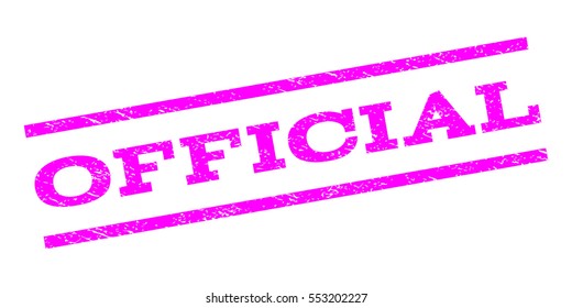 Official watermark stamp. Text tag between parallel lines with grunge design style. Rubber seal stamp with unclean texture. Vector magenta color ink imprint on a white background.
