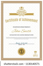 Official white certificate of a4 format with beige border, Official simple blank.