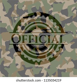 Official written on a camouflage texture
