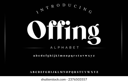 Offing Elegant luxury abstract wedding fashion logo font alphabet. Minimal classic  urban fonts for logo, brand etc. Typography typeface uppercase lowercase and number. vector illustration