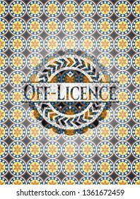 Off-Licence arabic emblem. Arabesque decoration.