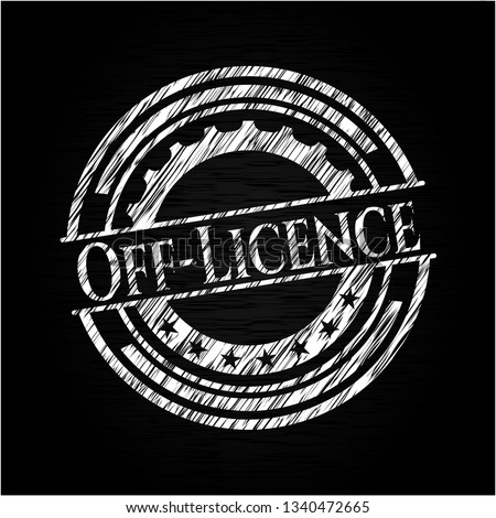 Off-Licence chalkboard emblem on black board