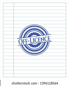 Off-Licence draw with pen effect. Blue ink. Vector Illustration. Detailed.