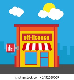 off-licence front exterior facade.flat design.off-licence building - off-licence  icon. flat design