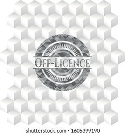 Off-Licence realistic grey emblem with cube white background