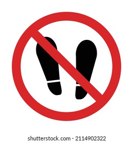 Off-limits icon. Footprints and stop sign. Vector.