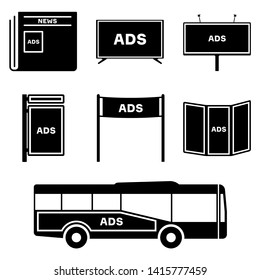 Offline advertising. Black vector icon