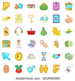 Offline banking icons set. Cartoon set of 36 offline banking vector icons for web isolated on white background