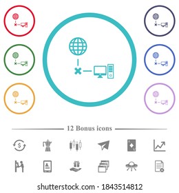 Offline computer flat color icons in circle shape outlines. 12 bonus icons included.