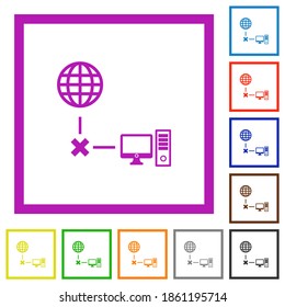 Offline computer flat color icons in square frames on white background