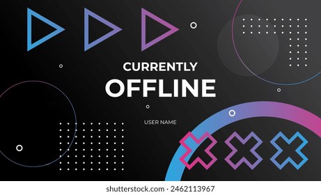 offline game streaming banner with gradient geometric shapes on black background