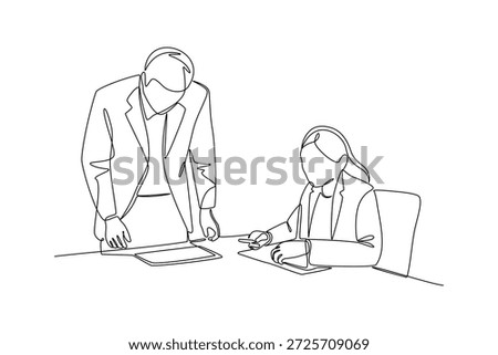 Offline Interview Assessment. Recruitment Online and offline Concept. Single line draw design. Vector graphic illustration