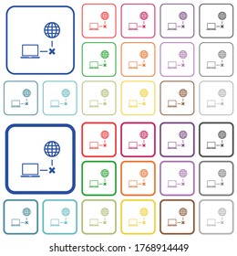 Offline laptop color flat icons in rounded square frames. Thin and thick versions included.