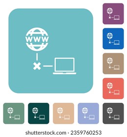Offline laptop white flat icons on color rounded square backgrounds