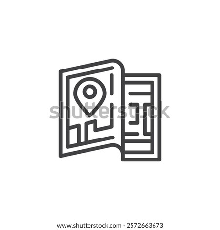 Offline Map line icon. linear style sign for mobile concept and web design. A folded map outline vector icon. Symbol, logo illustration. Vector graphics