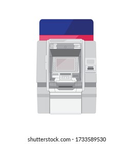 Offline payment system. ATM on a white background. Cash withdrawal machine. White ATM illustration