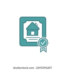 Conjunto de iconos de estilo diferente de servicio inmobiliario fuera de línea. Línea, glifo y contorno lleno versión colorida, papel con contorno de la casa y signo de Vector lleno. Símbolo, ilustración del logotipo. Gráficos de Vector