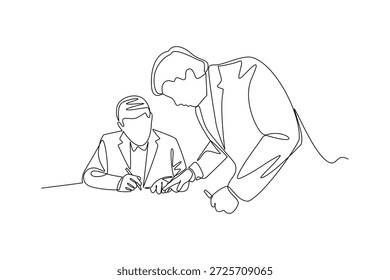 Offline Recruitment Training. Recruitment Online and offline Concept. Single line draw design. Vector graphic illustration