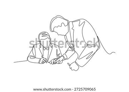 Offline Recruitment Training. Recruitment Online and offline Concept. Single line draw design. Vector graphic illustration