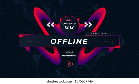 Offline screen video game streaming. Games show channel page. Futuristic interface. Vector illustration.