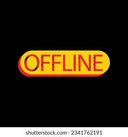Offline sign. 3D Extruded Yellow Icon with Red Sides a Black background. Illustration.