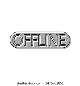 Offline sign. Black line icon with gray shifted flat filled icon on white background. Illustration.