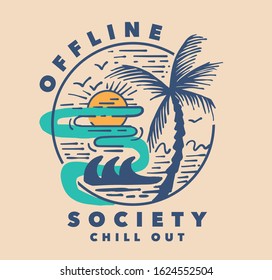 Offline Society Chill Out slogan print design