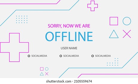 offline streaming screen background with pink and blue ornament on gray background