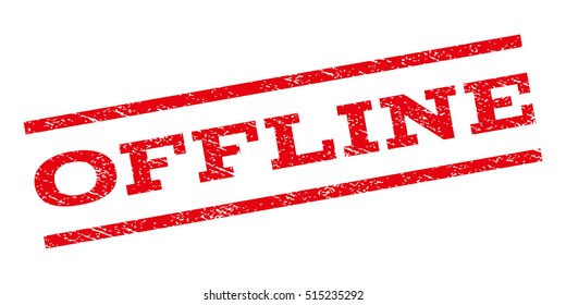 Offline watermark stamp. Text tag between parallel lines with grunge design style. Rubber seal stamp with dirty texture. Vector red color ink imprint on a white background.