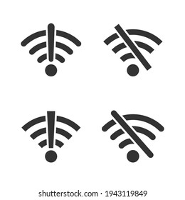 Offline wifi icon set. Disconnected wireless network pictograms group. No signal. Problem with internet concept. Wireless technology symbol collection. Vector isolated on white background