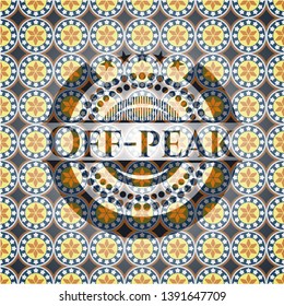 Off-peak arabic style badge. Arabesque decoration.