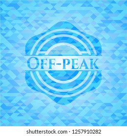 Off-peak sky blue emblem with mosaic background