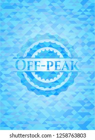 Off-peak sky blue emblem. Mosaic background