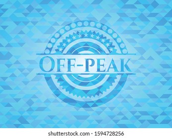 Off-peak sky blue emblem. Mosaic background