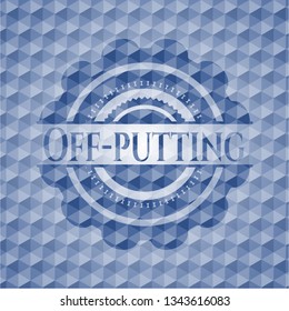 Off-putting blue polygonal badge.