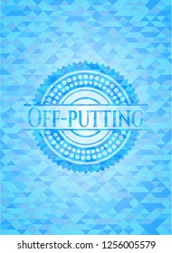 Off-putting light blue mosaic emblem