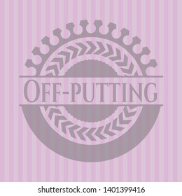 Off-putting realistic pink emblem. Vector Illustration. Detailed.