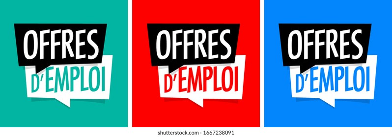 "Offres d'emploi": "Job offers" in French language on speech bubble