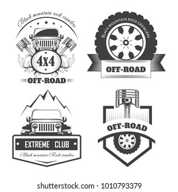 Off-road 4x4 extreme car club logo templates. Vector symbols