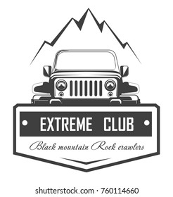 Off-road 4x4 extreme car club logo template. Vector symbol